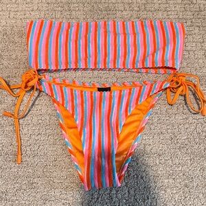 Triangl Striped Swim Set - Orange, Blue, Pink